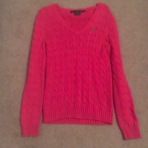 RL Pink Cable Knit Sweater